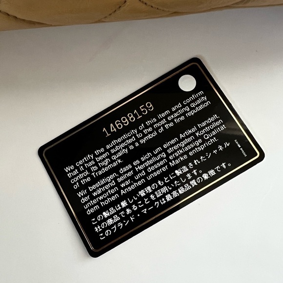 CHANEL Authentic Calfskin Leather Quilted Chain Tote Tan Medium - Picture 13 of 16